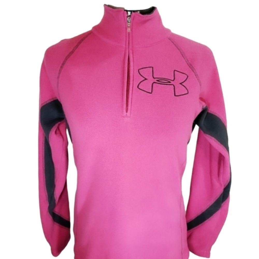 Under Armour ½ Zip Fleece Pullover Pink Black Fitted Athletic Women's S